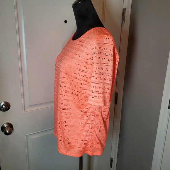 APT. 9 Crewneck Two Layer Short Sleeve Knit Top Shirt Coral Pink Size PL - Picture 11 of 14